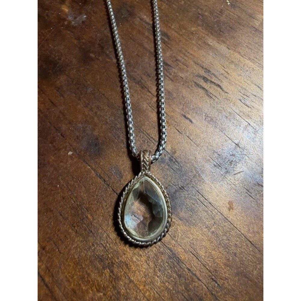 Necklace with clear teardrop pendant